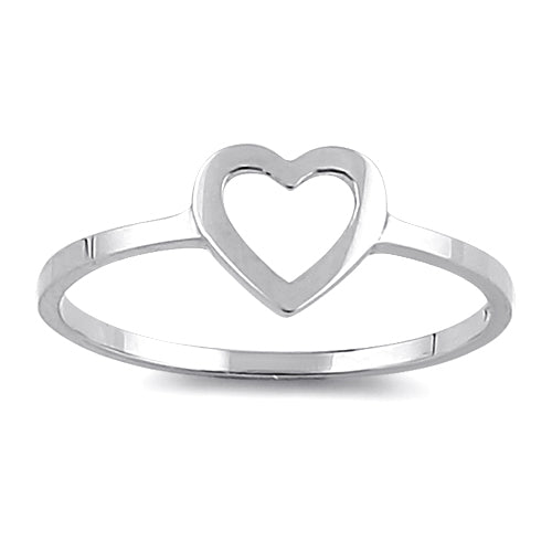 Solid 14K White Gold Heart Outline Ring