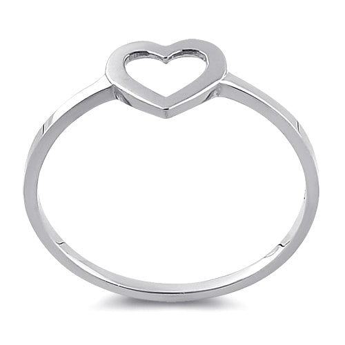 Solid 14K White Gold Heart Outline Ring