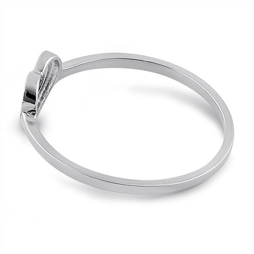 Solid 14K White Gold Heart Outline Ring