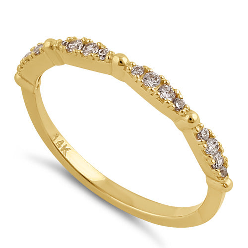 Solid 14K Gold Dazzling Half Eternity CZ Band