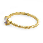 Solid 14K Yellow Gold Round Cut Rope CZ Ring