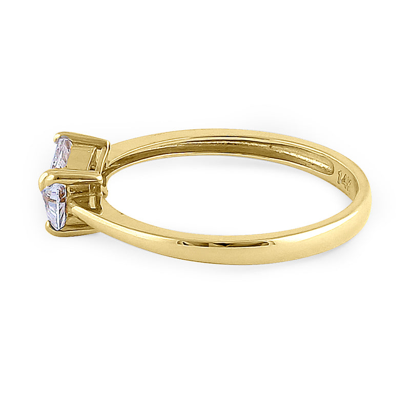 Solid 14K Yellow Gold Baguette Straight Cut CZ Engagement Ring