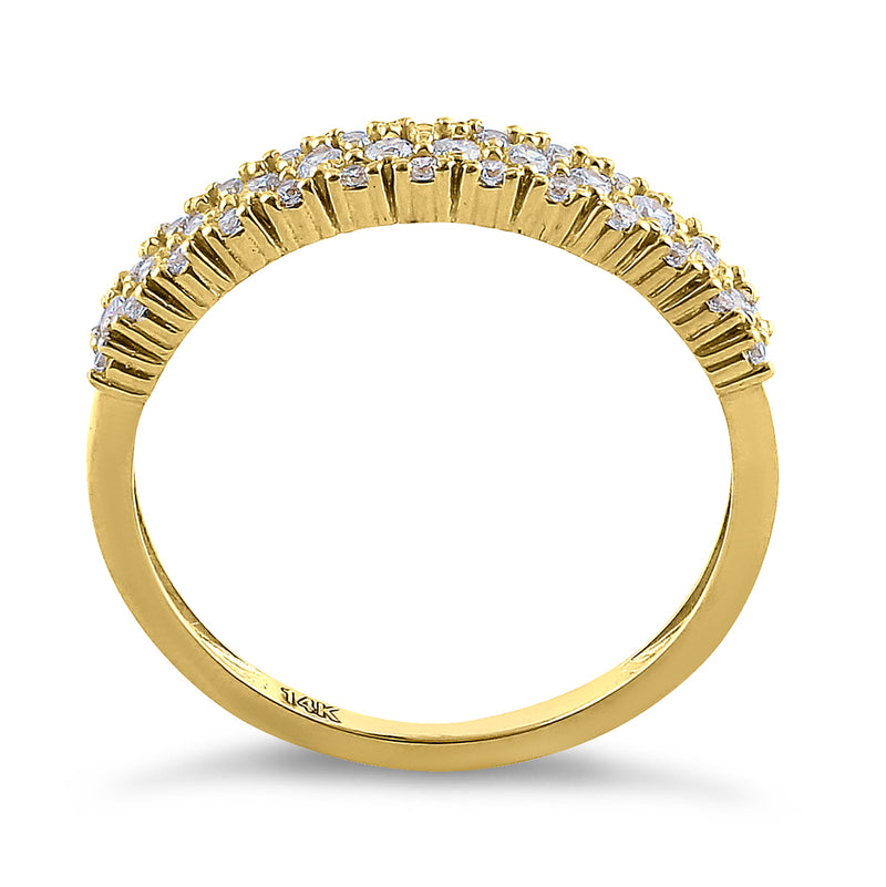 Solid 14K Yellow Gold Cluster Round Cut CZ Ring