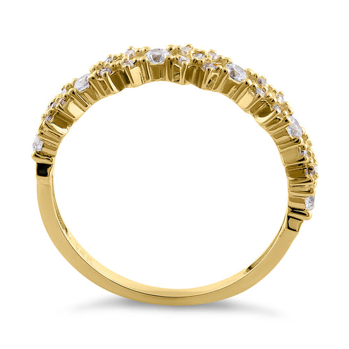 Solid 14K Yellow Gold Xs and Os CZ Ring