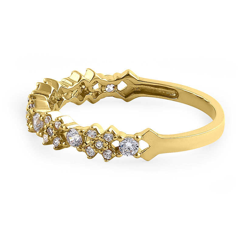 Solid 14K Yellow Gold Xs and Os CZ Ring