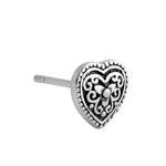 Sterling Silver Filigree Heart Stud Earrings