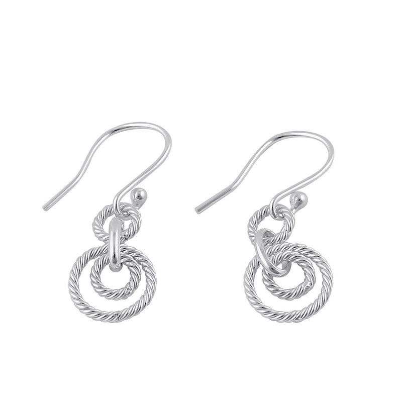 Sterling Silver Dangling Circular Rope Earrings