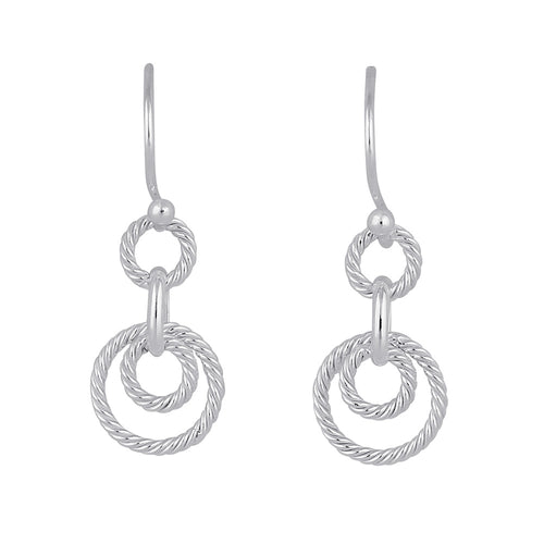 Sterling Silver Dangling Circular Rope Earrings