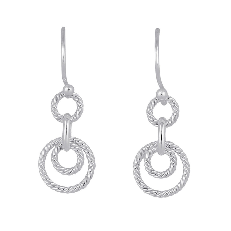 Sterling Silver Dangling Circular Rope Earrings