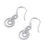 Sterling Silver Dangling Circular Rope Earrings
