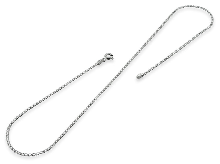 Rhodium Sterling Silver Long Curb Chain 1.4mm