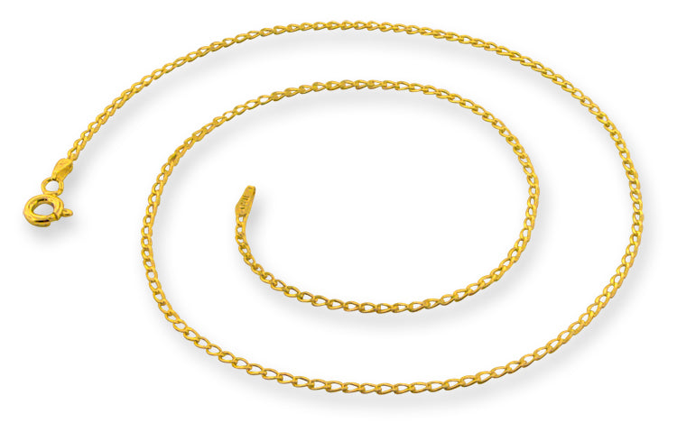 14k Gold Plated Sterling Silver Long Curb Chain 1.2mm