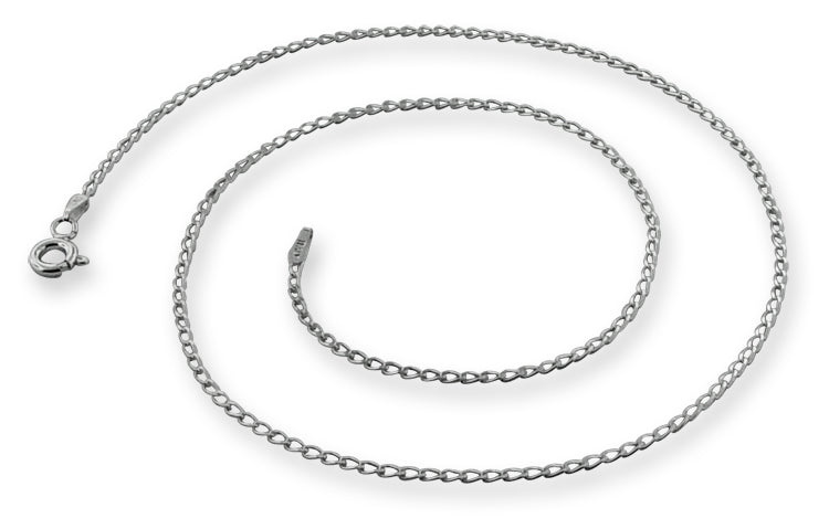 Rhodium Sterling Silver Long Curb Chain 1.2mm