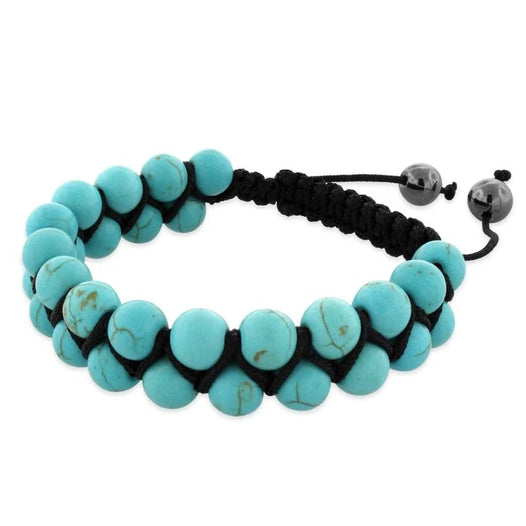 8MM Turquoise Bead 2 Layer Shamballa Bracelet
