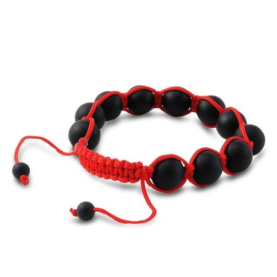 12MM Black Matte Bead Red String Shamballa Bracelet