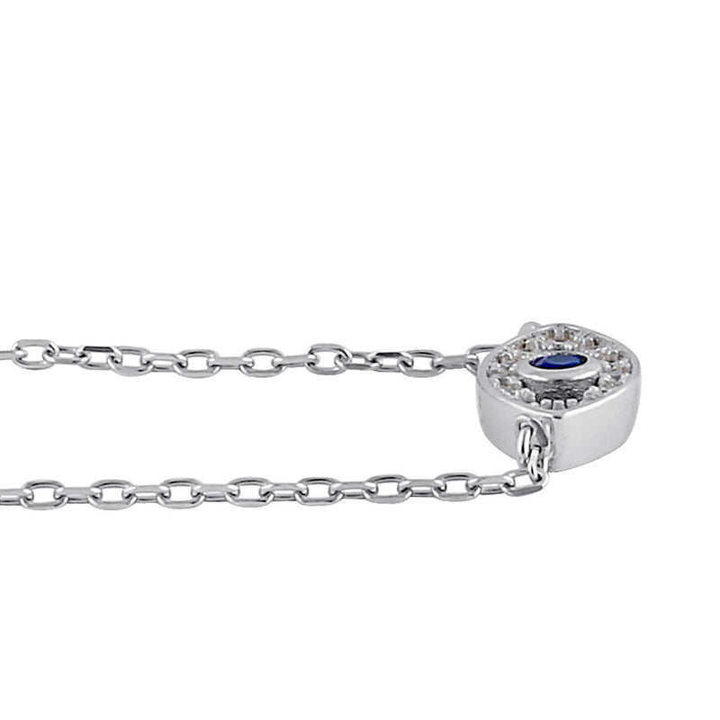 Sterling Silver Evil Eye Blue CZ Necklace