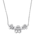 Sterling Silver Triple Plumeria Necklace