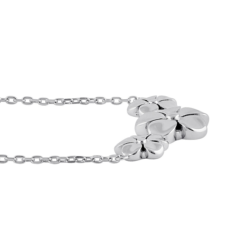 Sterling Silver Triple Plumeria Necklace