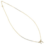 Solid 14K Yellow Gold Bow Diamond Necklace