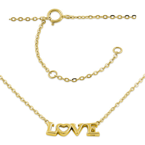 Solid 14K Yellow Gold Love Necklace