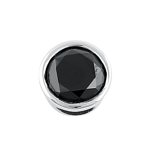 Sterling Silver Round Black CZ Pendant