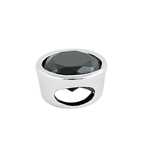 Sterling Silver Round Black CZ Pendant