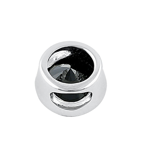 Sterling Silver Round Black CZ Pendant