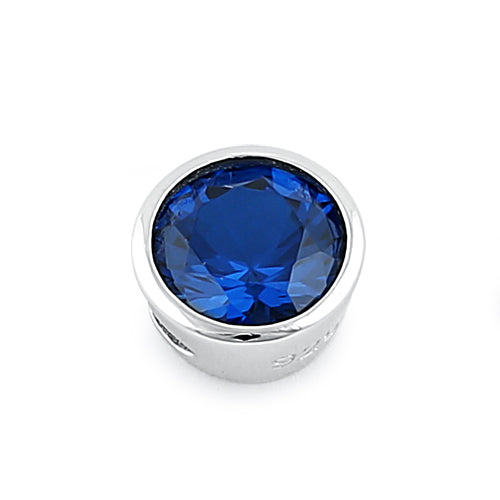 Sterling Silver Round Blue Spinel CZ Pendant