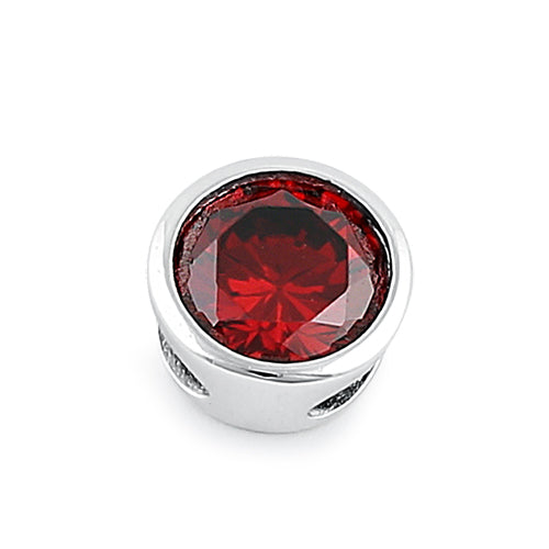 Sterling Silver Round Garnet CZ Pendant