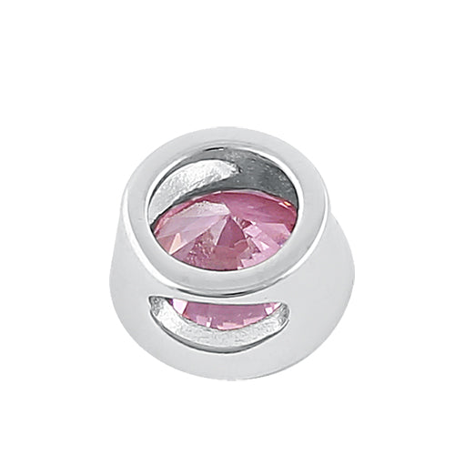 Sterling Silver Round Pink CZ Pendant