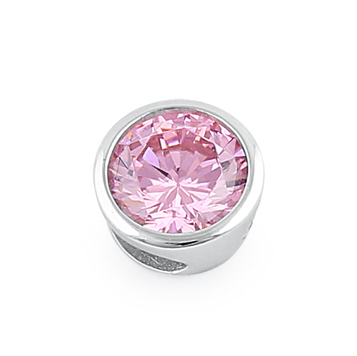 Sterling Silver Round Pink CZ Pendant