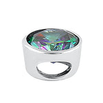 Sterling Silver Round Rainbow Topaz CZ Pendant