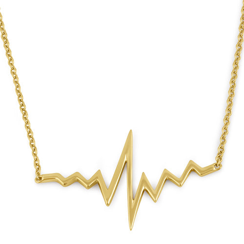 Sterling Silver Yellow Gold Plated Heartbeat Necklace