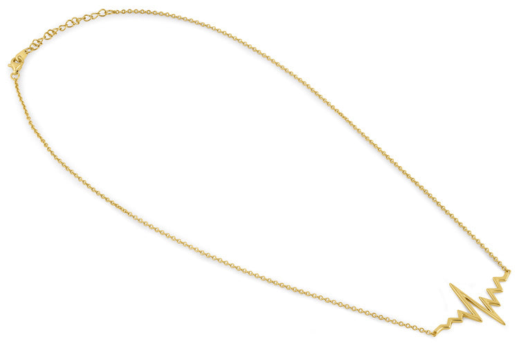 Sterling Silver Yellow Gold Plated Heartbeat Necklace