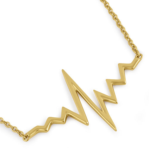 Sterling Silver Yellow Gold Plated Heartbeat Necklace