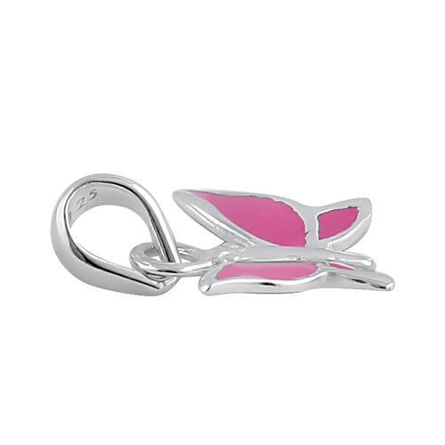 Sterling Silver Pink Enamel Butterfly Pendant