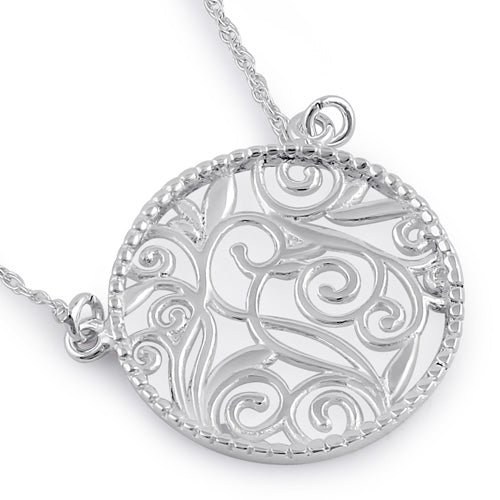 Sterling Silver Circle Fiigree Necklace