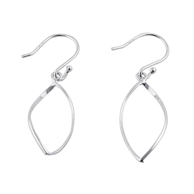 Sterling Silver Dangling Twisted Oval Earrings