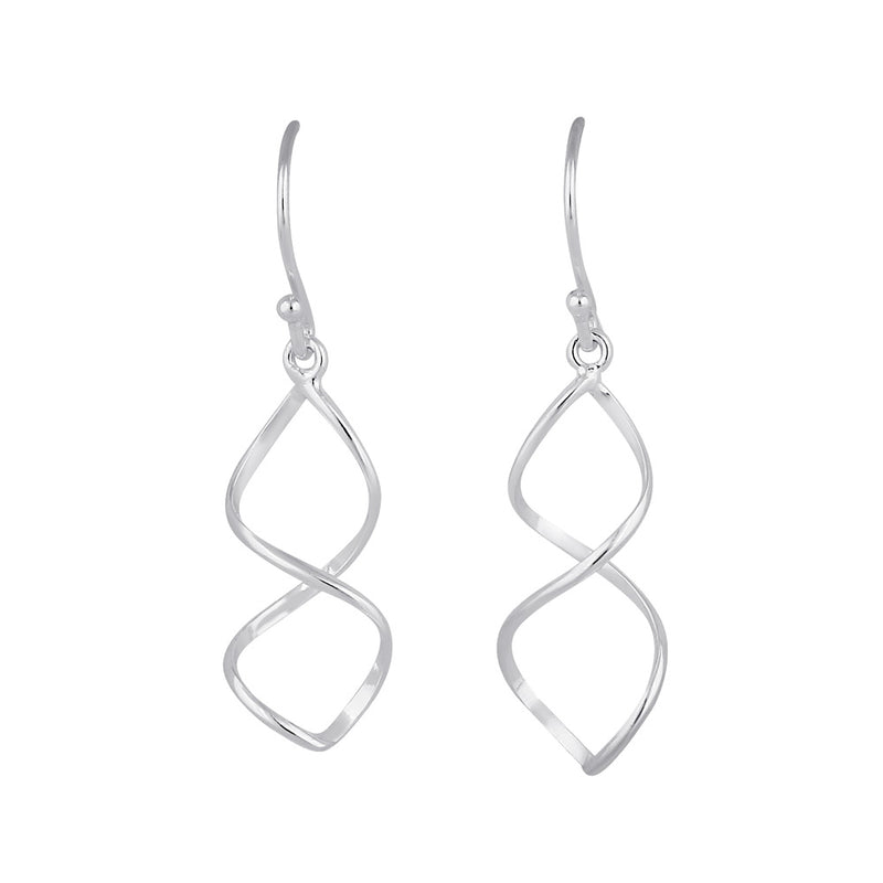 Sterling Silver Dangling Double Twist Earrings