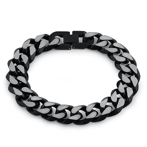 Stainless Steel Curb IP Black Link Bracelet