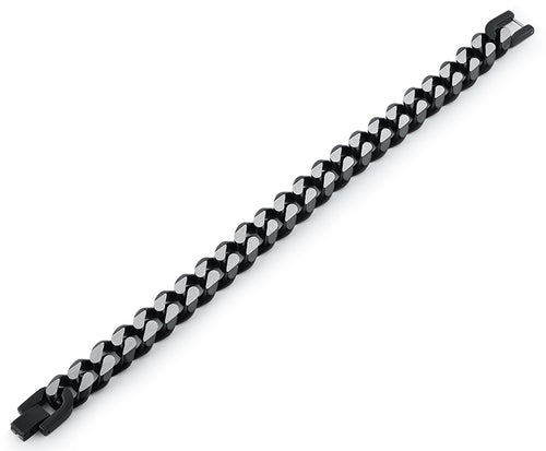 Stainless Steel Curb IP Black Link Bracelet
