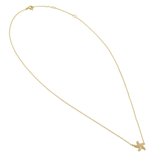 Solid 14K Gold Starfish Diamond Necklace