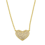 Solid 14K Gold Puffy Heart Diamond Necklace