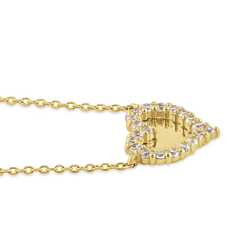 Solid 14K Gold Mirrored Heart Diamond Necklace