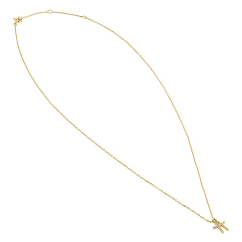 Solid 14K Gold Layered Cross Diamond Necklace