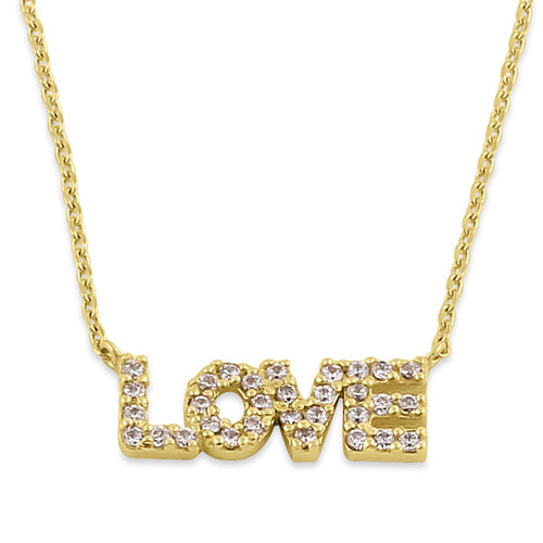 Solid 14K Gold LOVE Diamond Necklace