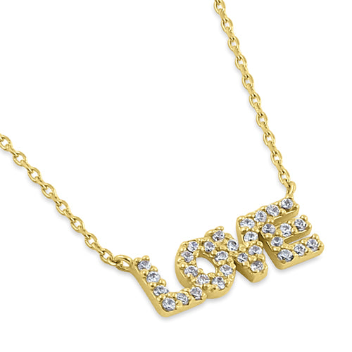 Solid 14K Gold LOVE Diamond Necklace