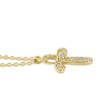 Solid 14K Gold Twisted Cross Diamond Necklace