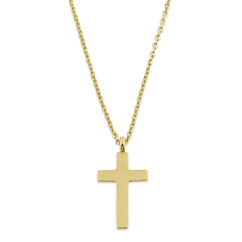 Solid 14K Yellow Gold Cross Necklace