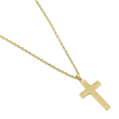 Solid 14K Yellow Gold Cross Necklace